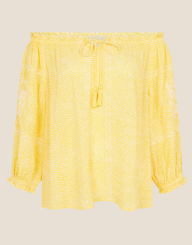 Anastasija Printed Off-Shoulder Top, Yellow (YELLOW), large