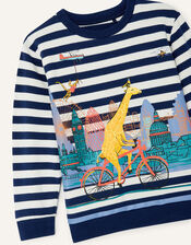 George Giraffe London Stripe Sweatshirt, Blue (NAVY), large