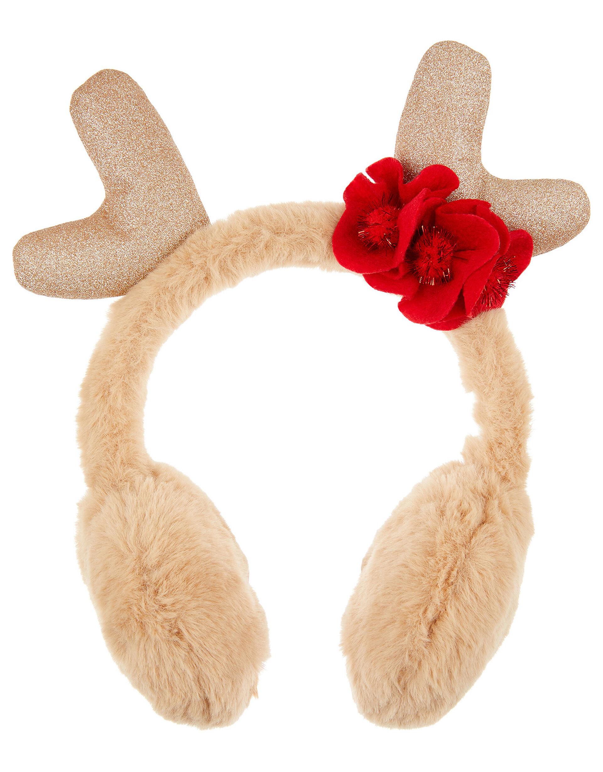 Donna Reindeer Fluffy Earmuffs, , large