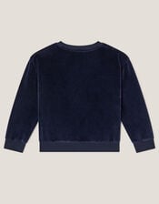 Cosmic Embellished Velour Sweatshirt, Grey (GREY), large