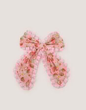 Strawberry Gingham Bow Hair Clip, , large