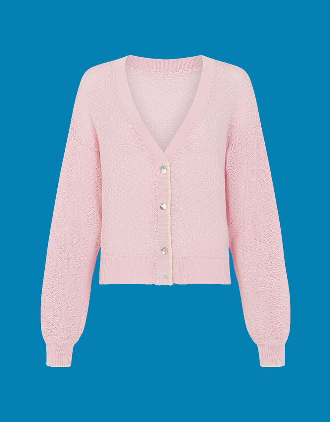Mirla Beane Lace Organic Cotton Cardigan, Pink (PINK), large