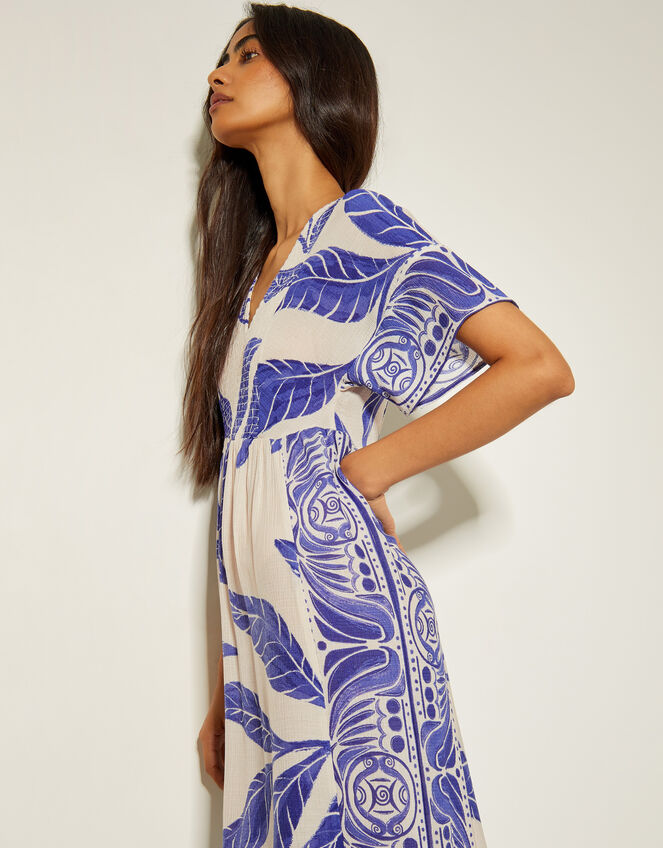Dinah Palm Print Midi Dress, White (WHITE), large