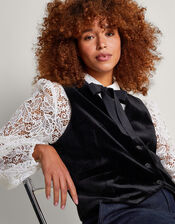 Willow Velvet Waistcoat, Black (BLACK), large
