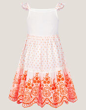 Broderie Tiered Cotton Sundress, White (WHITE), large