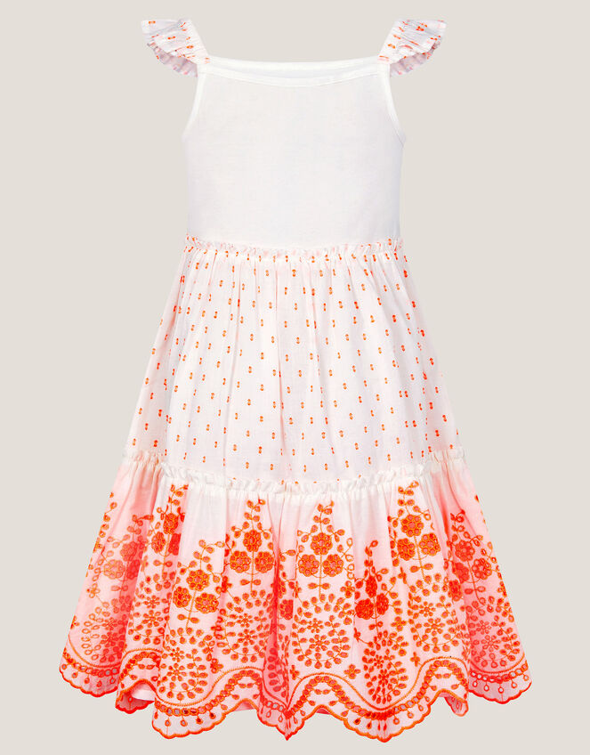 Broderie Tiered Cotton Sundress, White (WHITE), large