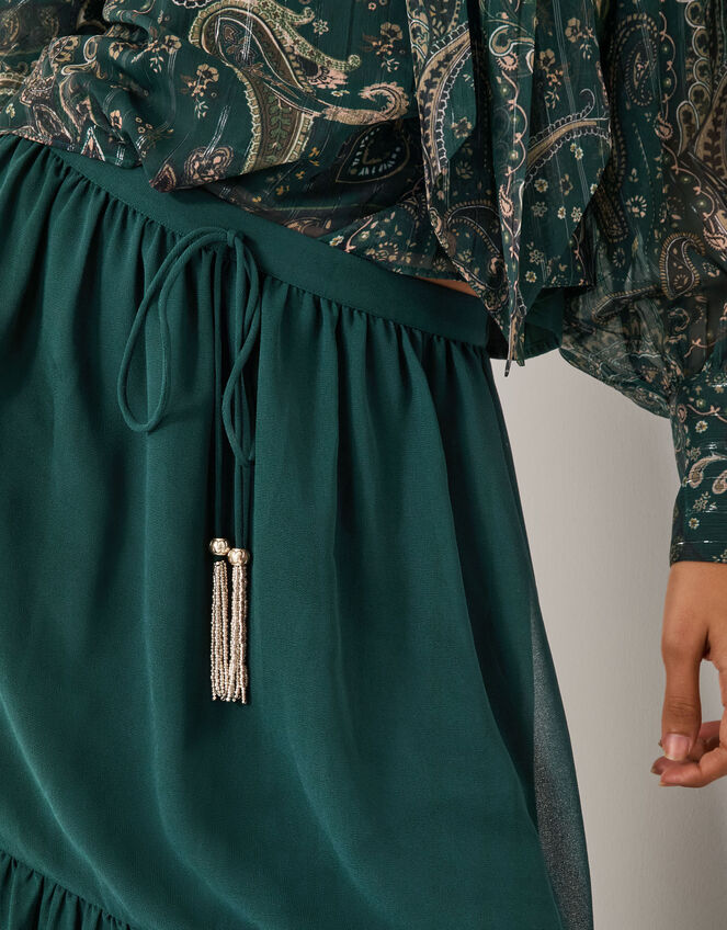 Holly Tiered Chiffon Maxi Skirt, Teal (TEAL), large