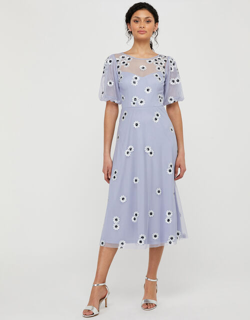 Bryony Sequin Daisy Midi Dress Purple