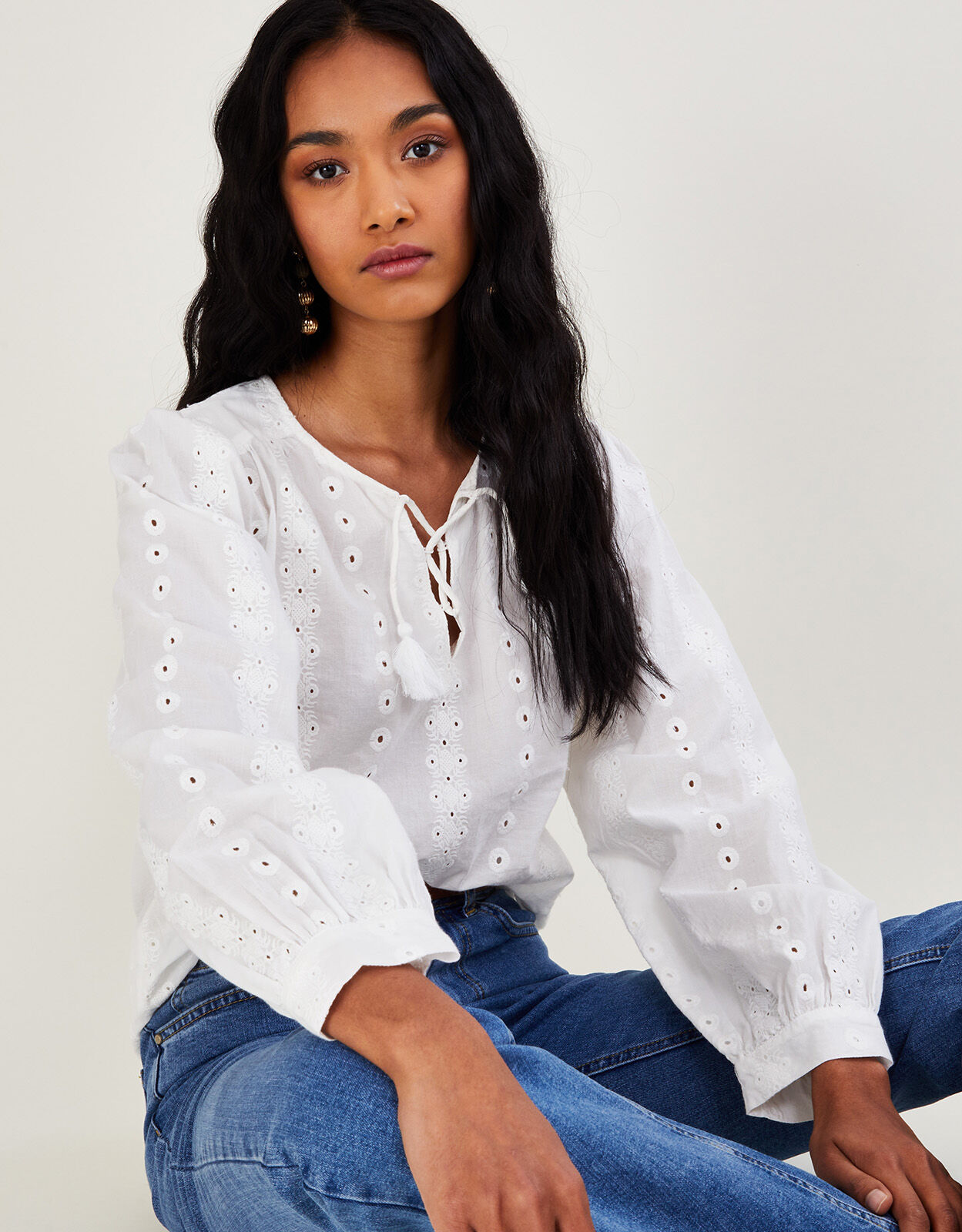 Embroidered cheap white top