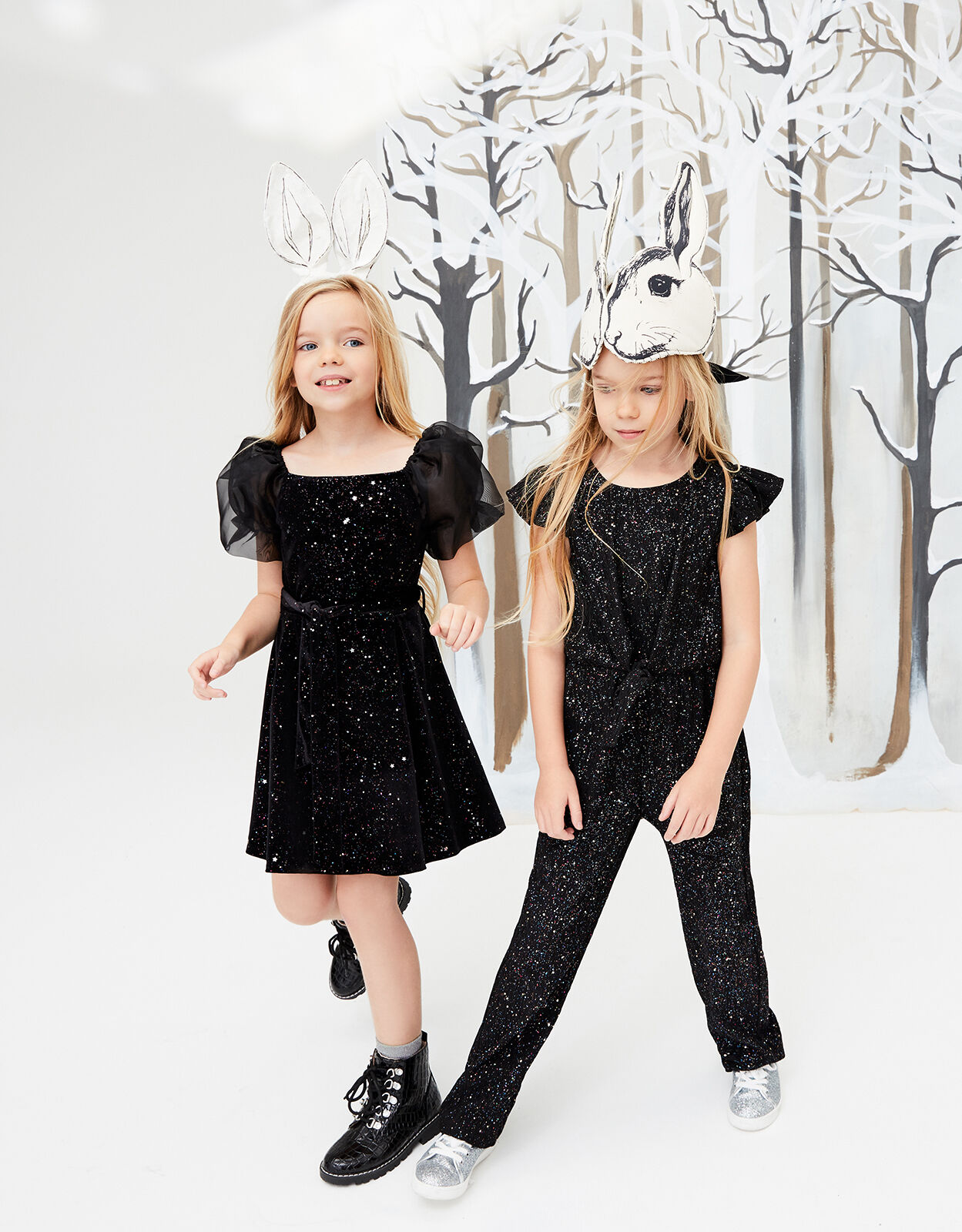 Puff Sleeve Sparkle Velvet Dress Girls Dresses Monsoon Global