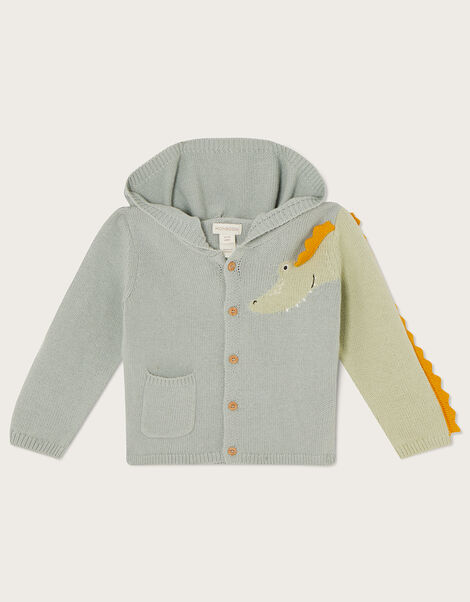 Newborn Crocodile Hooded Cardigan, Green (GREEN), large
