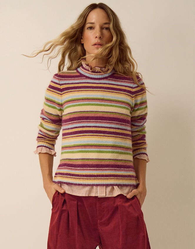 Serenity Stripe Jumper, Yellow (BUTTER YELLOW), large