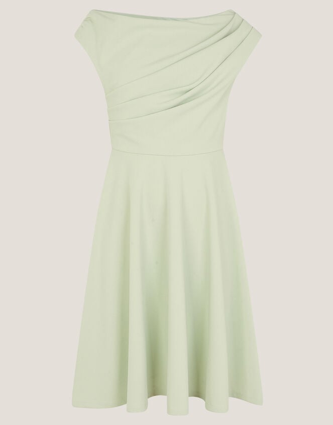 One-Shoulder Drape Skater Dress, Green (SAGE), large