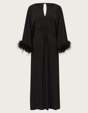 Pip Feather Maxi Dress, Black (BLACK), large