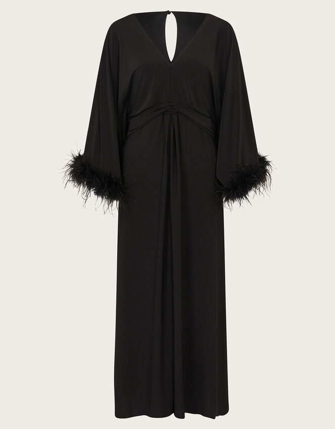 Pip Feather Maxi Dress, Black (BLACK), large
