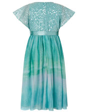 Mermaid Sequin Ombre Maxi Dress, Blue (BLUE), large