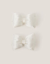 2-Pack Rhinestone Satin Bow Hair Clips, , large