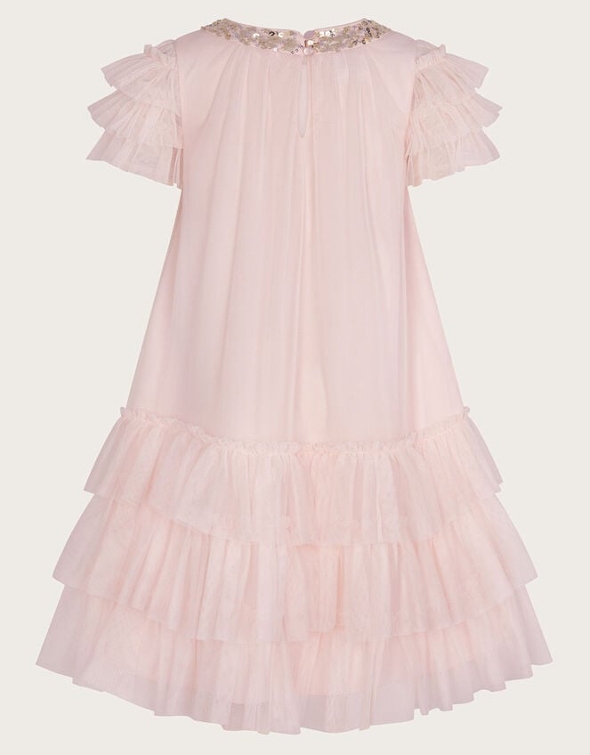 Alexandria Sequin Ruffle Tulle Swing Dress, Pink (PALE PINK), large
