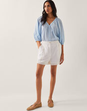 Irina High-Waisted Lace Shorts, White (WHITE), large