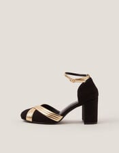 Joy Metallic Crossover Heels, Black (BLACK), large