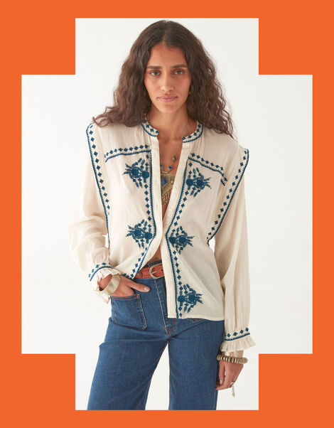 Maison Hotel Phillipa Embroidered Blouse, White (WHITE), large