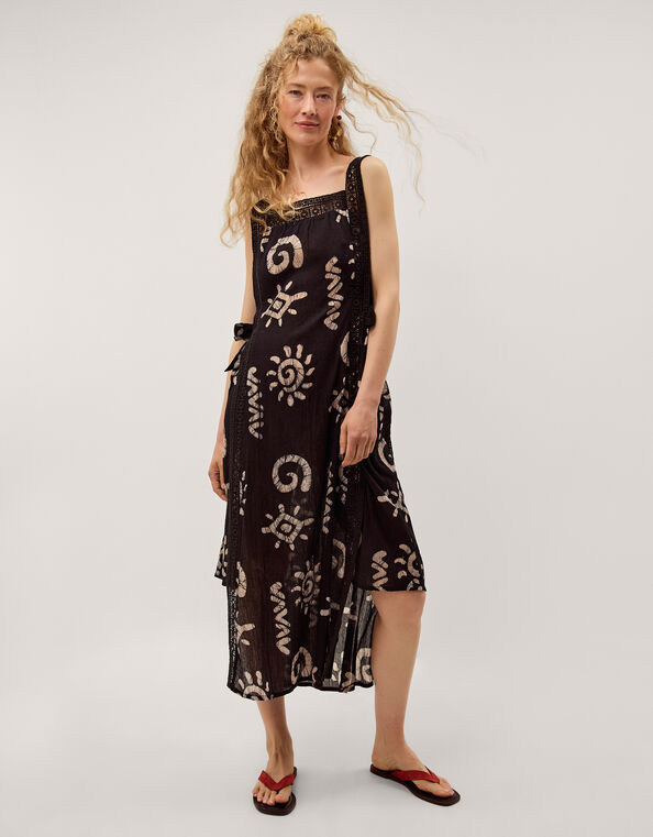 Mafalda Sun Print Lace Midi Dress, Black (BLACK), large