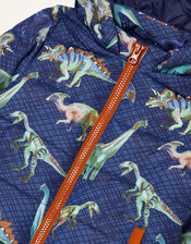 Dino Print Padded Coat, Blue (NAVY), large