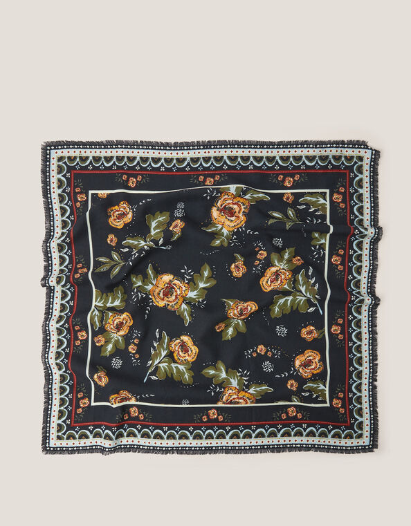 Rosalie Square Floral Print Scarf, , large