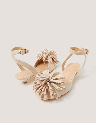 Poppy Fringe Kitten Heels, Ivory (IVORY), large