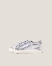 Glitter Metallic Trainers, Silver (SILVER), large