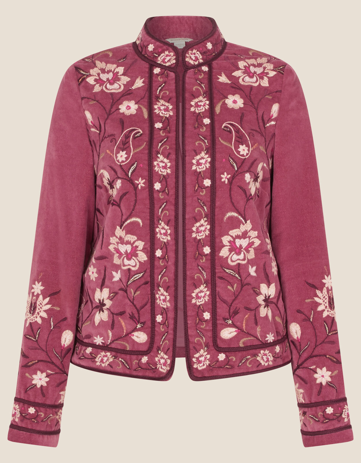 Pink embroidered jacket hot sale