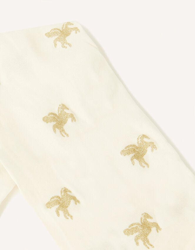 Glitter Unicorn Tights, Ivory (IVORY), large