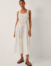 Maddi Sleeveless Embroidered Midi Dress, Cream (CREAM), large