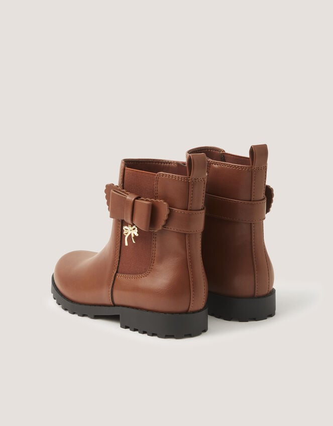 Bow Patent Chelsea Boot School Shoes, Tan (TAN), large