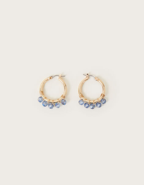 Gem Bead Hoop Earrings, , large
