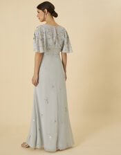 Elena Embellished Maxi Dress, Silver (SILVER), large