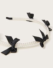 Carly Bow Pearl Headband, , large
