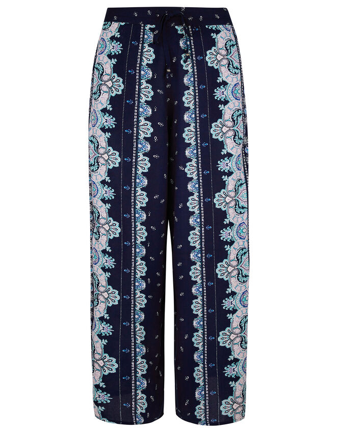 Printed Wide Leg Trousers in LENZING��� ECOVERO���, Blue (NAVY), large