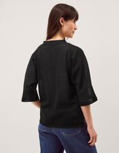 Bath Short Sleeve Cardigan, Black (BLACK), large