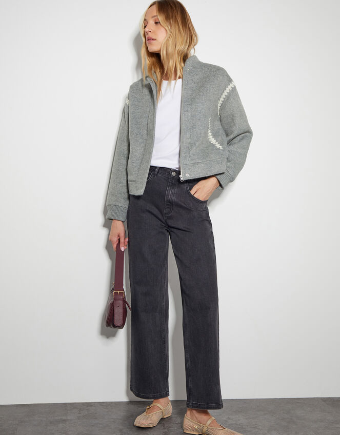 Elodie Stitch Bomber Jacket, Grey (GREY), large