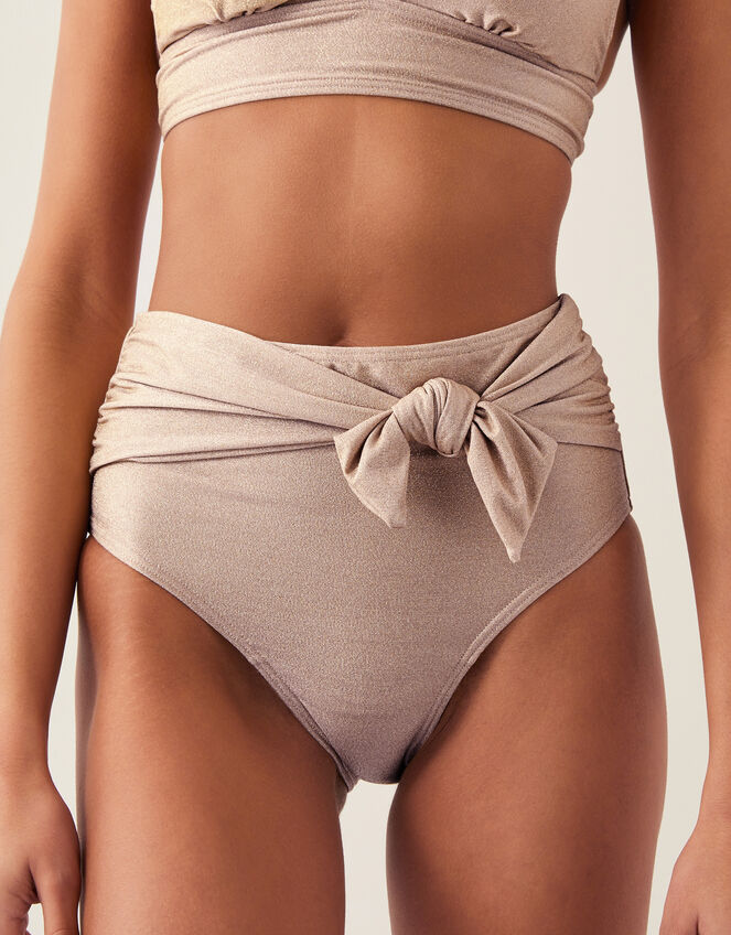 Kiki Glitter High Waist Bikini Bottom, Gold (GOLD), large