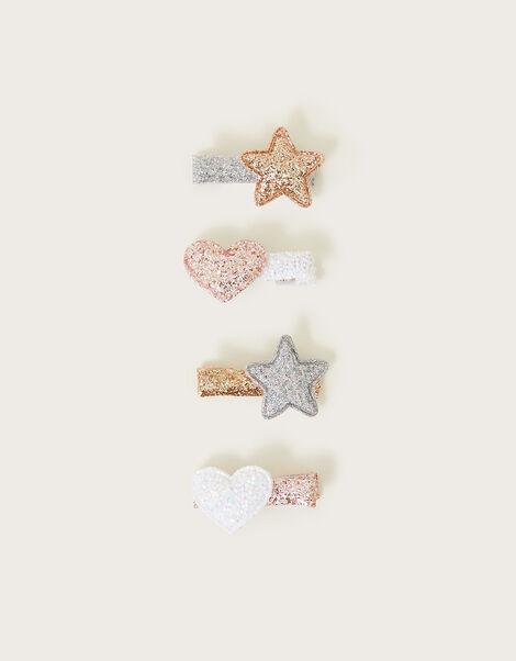 Mixed Glitter Hair Clips 4 Pack, , large
