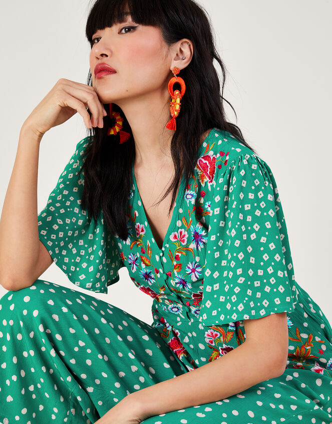 Rori Embroidered Jumpsuit, Green (GREEN), large