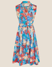 Floral Poplin Midi Dress, Teal (TEAL), large