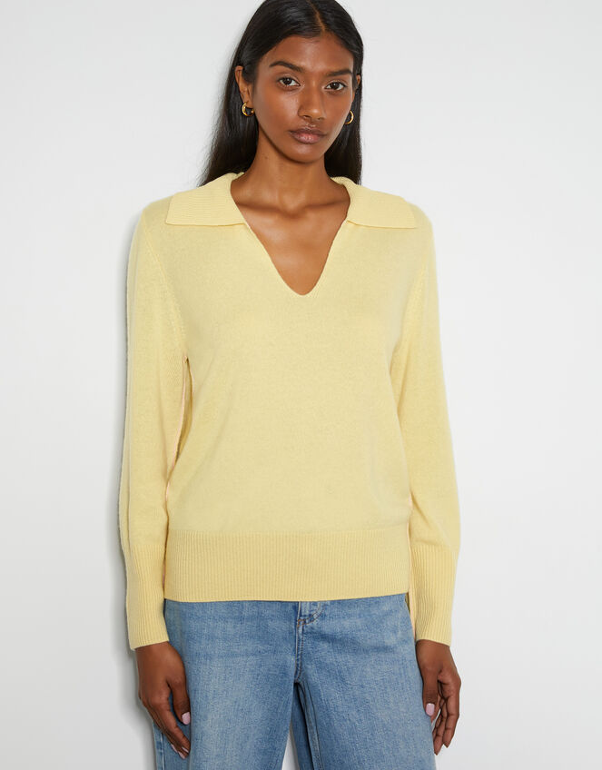 Cara Collar Cashmere Jumper, Yellow (YELLOW), large