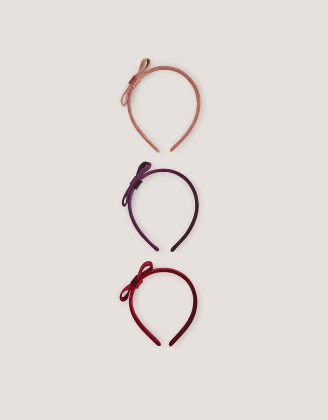 3-Pack Bow Velvet Headbands, , large