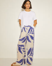 Dinah Leaf Print Pants, White (WHITE), large