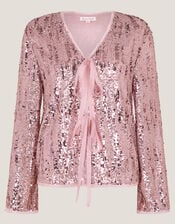 Tabi Tie Sequin Jacket, Pink (PINK), large