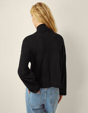 Naya High Neck Knitted Jacket, Black (BLACK), large