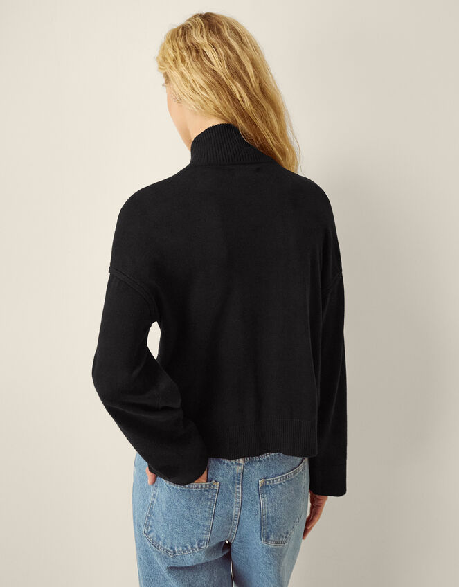 Naya High Neck Knitted Jacket, Black (BLACK), large